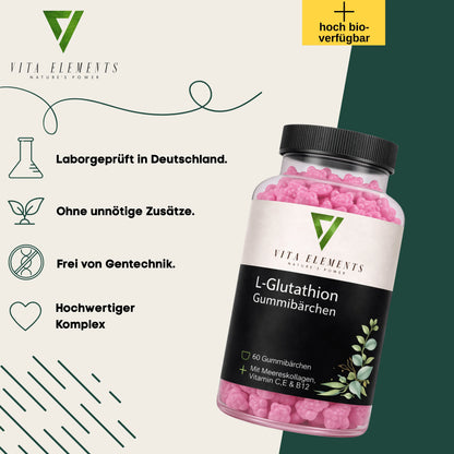 Gummies L-glutathion et vitamines C et E – 60 gommes fruitées