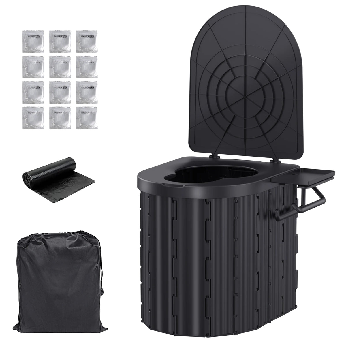 Toilette Portable Pliable Outdoor - Avec Couvercle, Charge 180kg