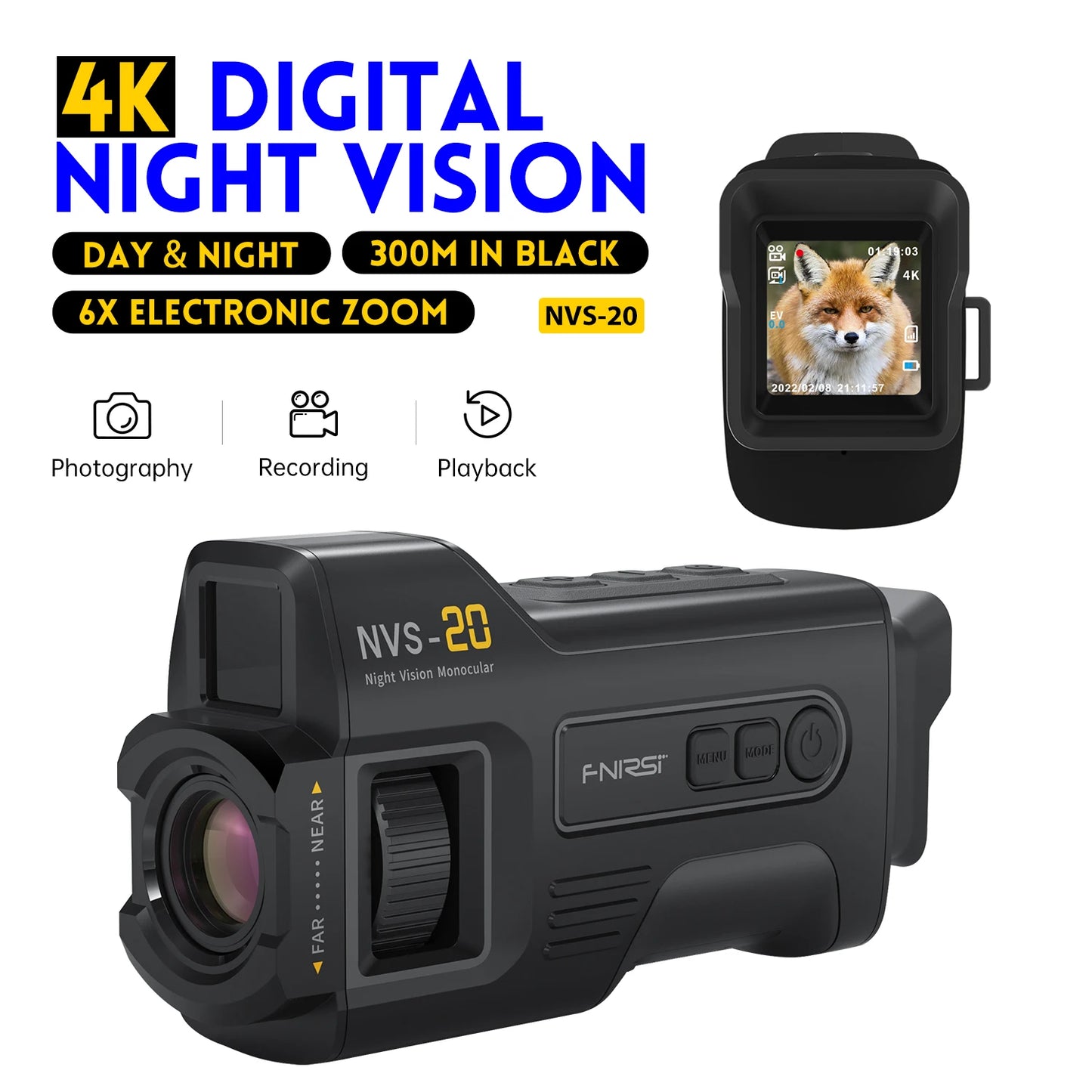 Monoculaire de Vision Nocturne FNIRSI NVS-20 4K HD - BLACKBEARD OUTDOOR INDUSTRIES