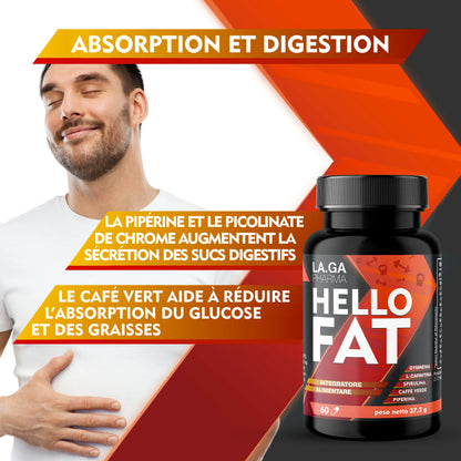 HelloFat 60 gélules – L-carnitine, café vert et chrome