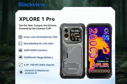 Smartphone Thermique Incassable 5G Blackview XPLORE 1 Pro 20000mAh IP69K