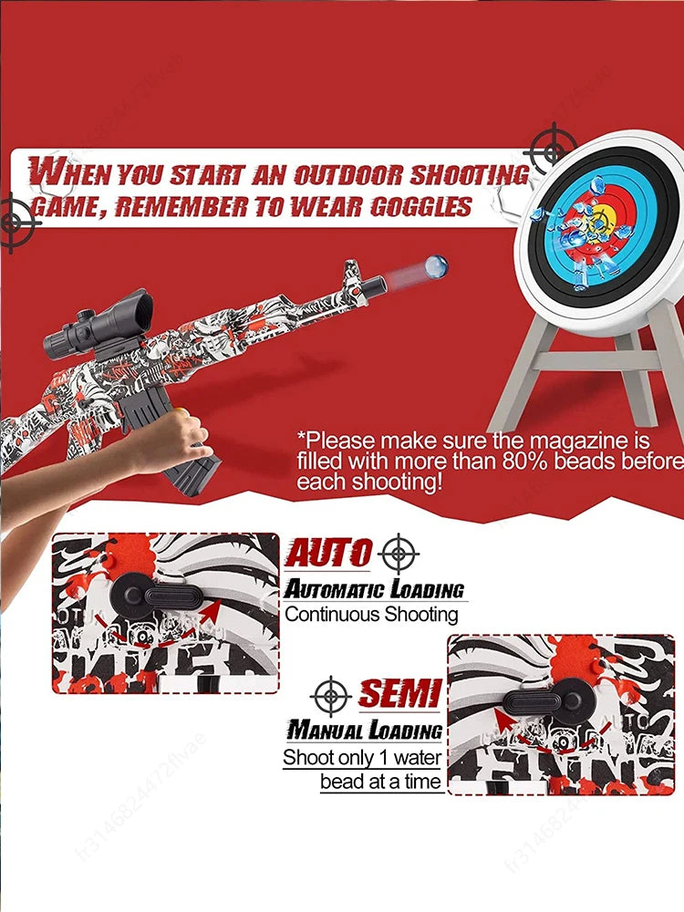 Fusil Jouet AK47 Électrique – Lanceur de Billes d’Eau – Mode Automatique & Manuel – Jeu de Tir en Plein Air Ma boutique