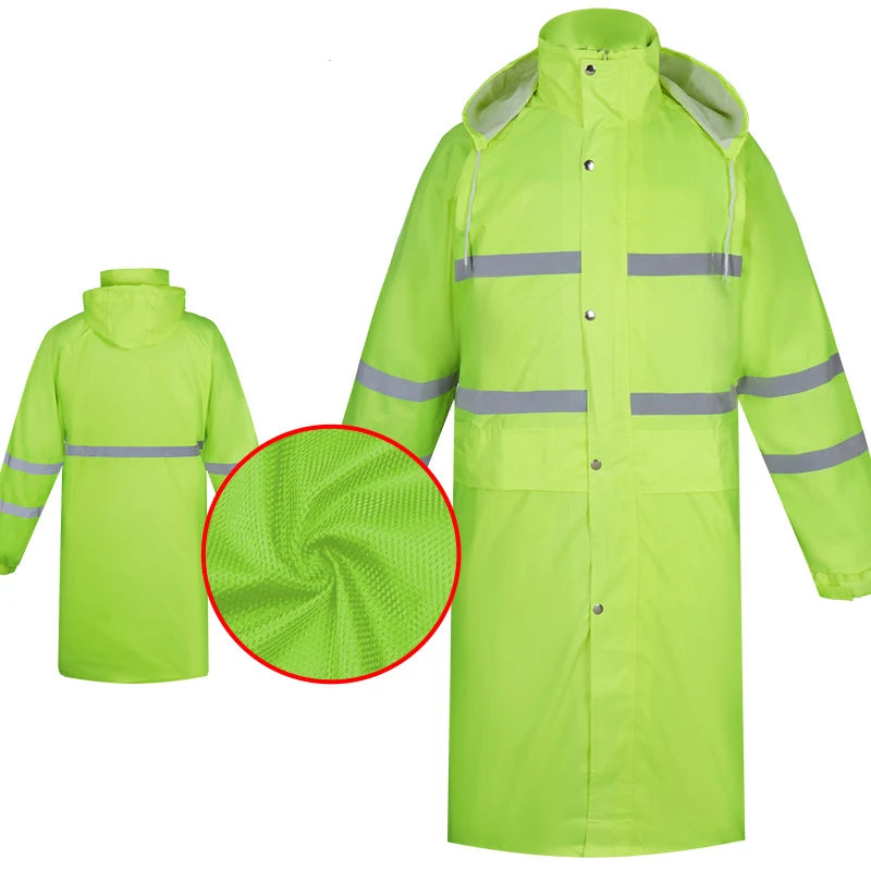Imperméable Long Réfléchissant Unisexe – Hivizi Étanche • Respirant • Séchage Rapide • Capuche Escamotable - BLACKBEARD OUTDOOR INDUSTRIES