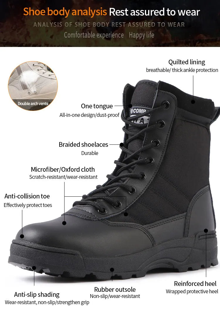 Bottes Tactiques Militaires Homme – Style Armée / Combat – Bottines de Sécurité Désert Résistantes - BLACKBEARD OUTDOOR INDUSTRIES