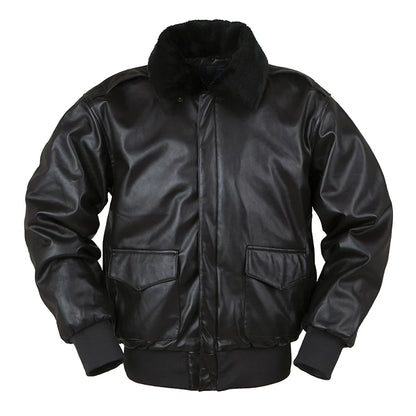 Blouson Bomber Homme Vintage en Similicuir - Col Fourrure Amovible