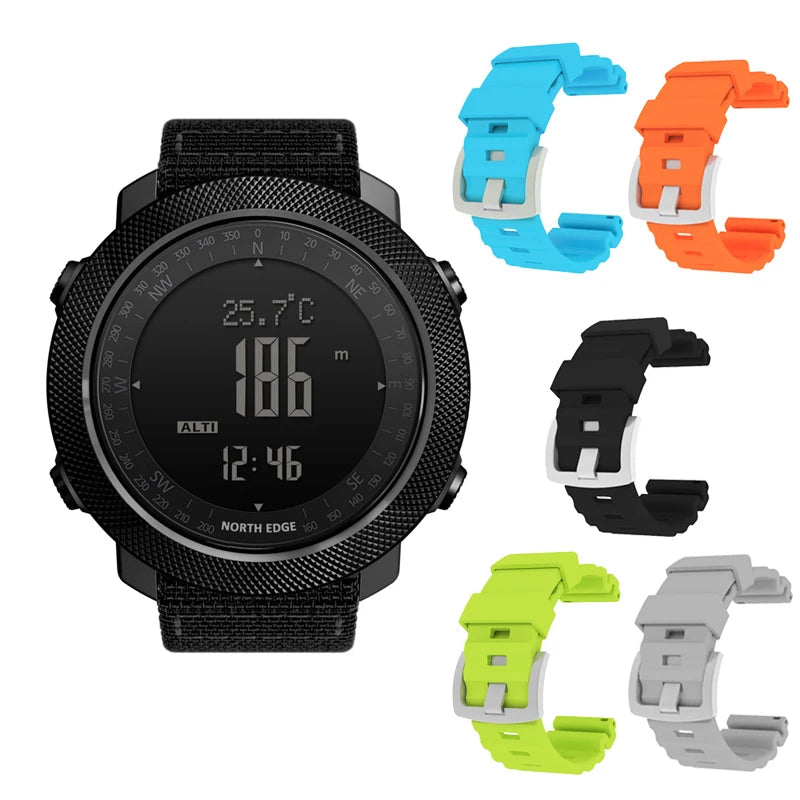 NORTH EDGE APACHE 3 Montre Digitale Sportive pour Homme - Altimètre, Baromètre, Boussole, Thermomètre, Résistante à l'Eau 50m BLACKBEARD OUTDOOR INDUSTRIES