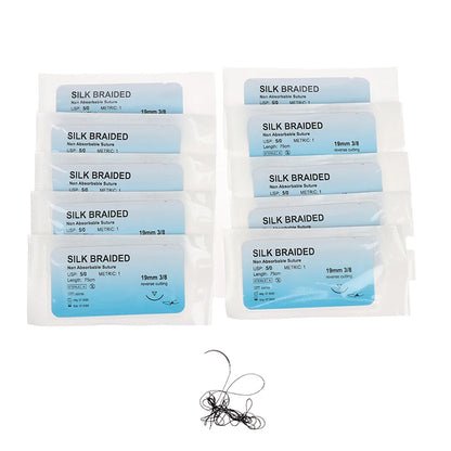 Kit Sutures Médicales 5/0 – 12 Aiguilles & Fils Entraînement Nylon Soie Polyester