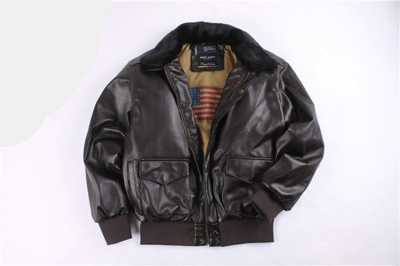 Blouson Bomber Homme Vintage en Similicuir - Col Fourrure Amovible