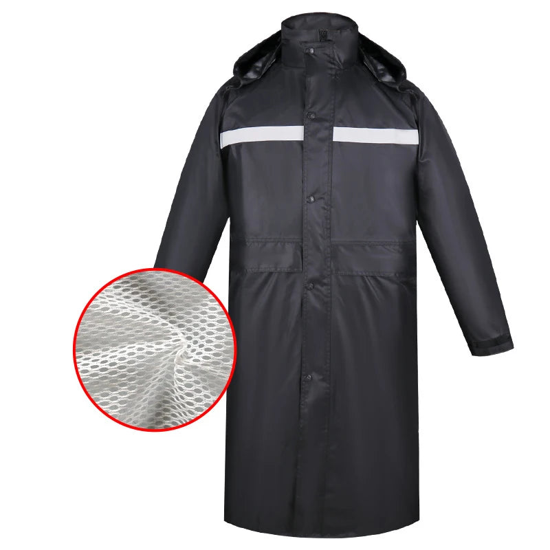 Imperméable Long Réfléchissant Unisexe – Hivizi Étanche • Respirant • Séchage Rapide • Capuche Escamotable - BLACKBEARD OUTDOOR INDUSTRIES