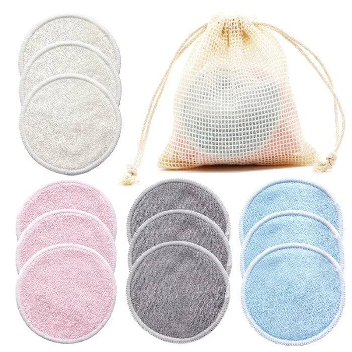 Disques démaquillants lavables en bambou, lot de 12
