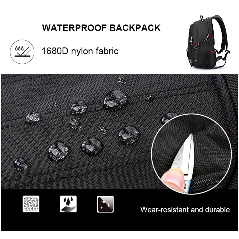 Sac à Dos Imperméable 20 pouces avec Port USB – Sac École et Voyage Antivol Unisexe à Haute Capacité - BLACKBEARD OUTDOOR INDUSTRIES