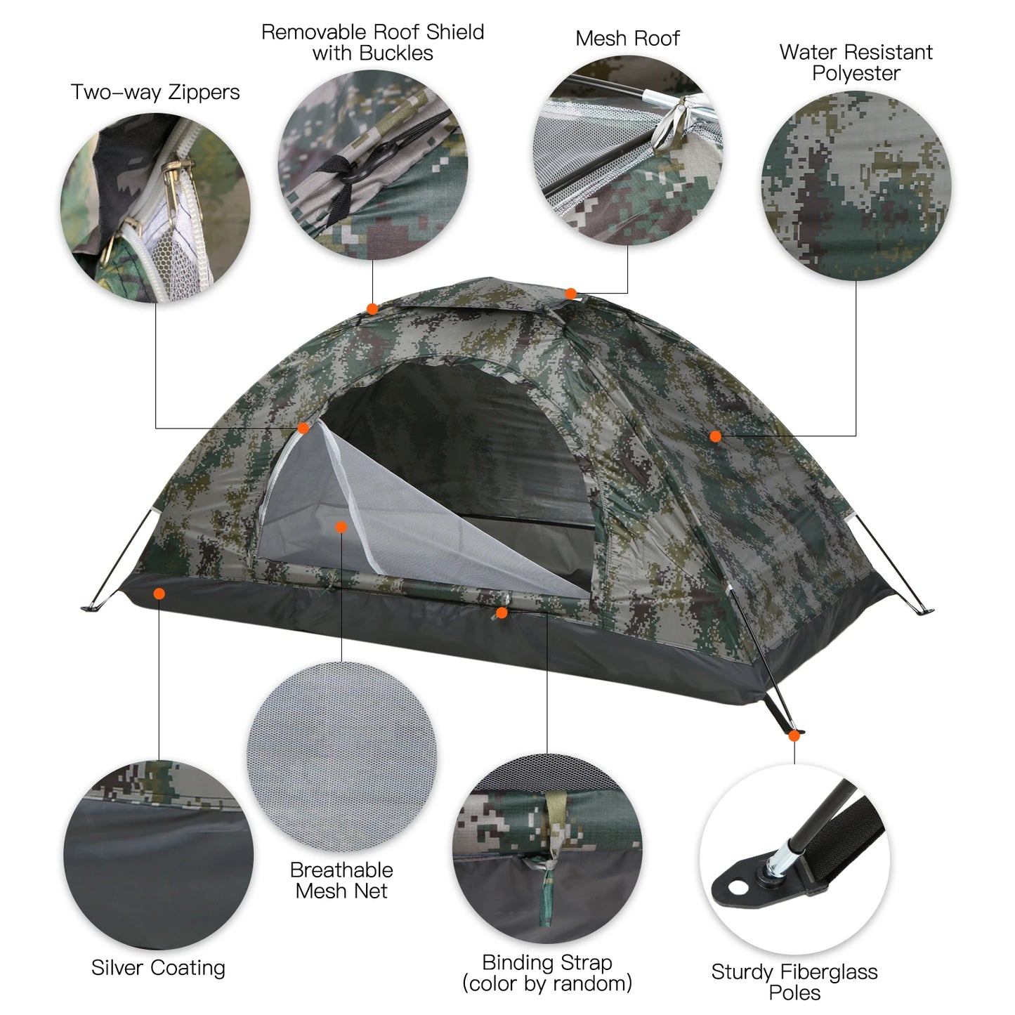 Tente Camping TOMSHOO 1-2 Personnes – Ultralégère, Anti-UV UPF 30+, Plage & Randonnée