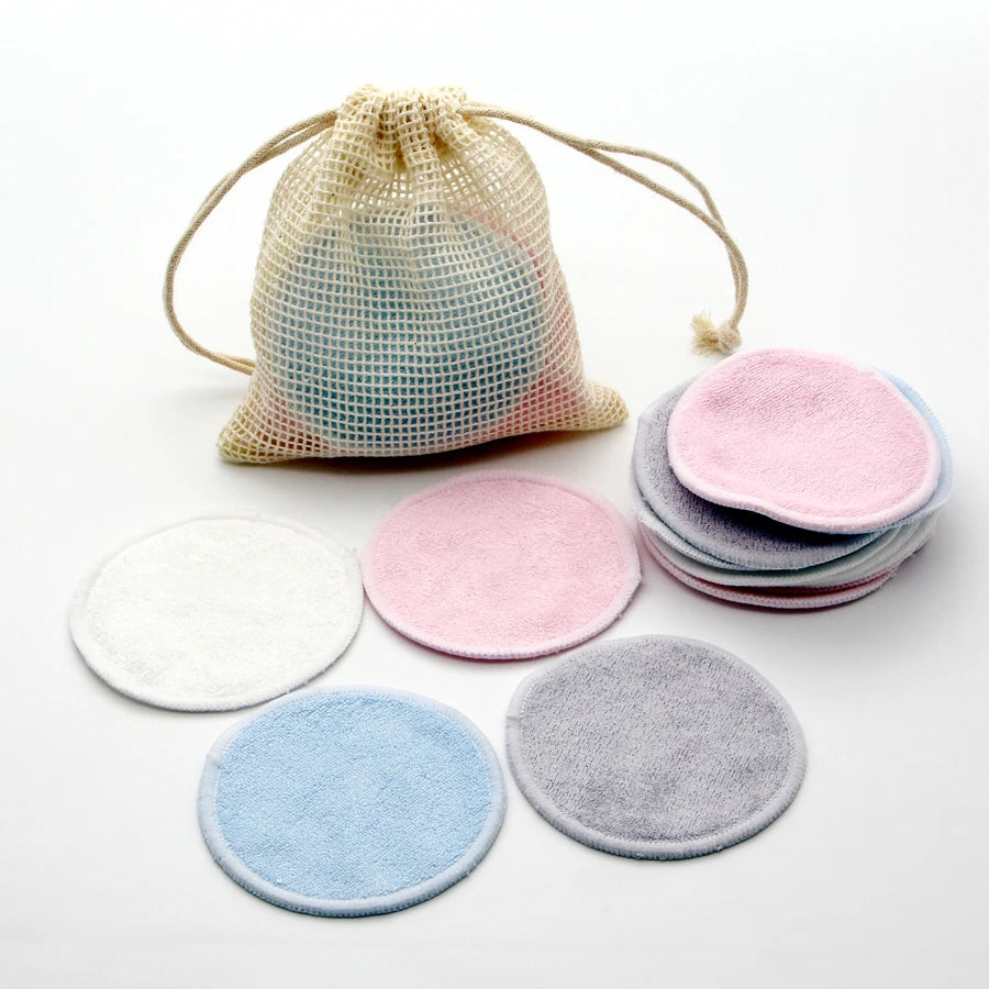 Disques démaquillants lavables en bambou, lot de 12