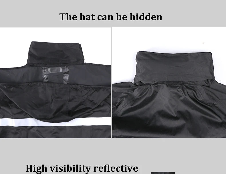 Imperméable Long Réfléchissant Unisexe – Hivizi Étanche • Respirant • Séchage Rapide • Capuche Escamotable - BLACKBEARD OUTDOOR INDUSTRIES