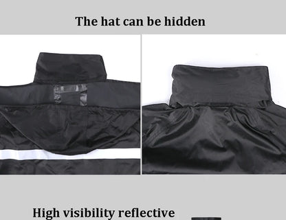 Imperméable Long Réfléchissant Unisexe – Hivizi Étanche • Respirant • Séchage Rapide • Capuche Escamotable - BLACKBEARD OUTDOOR INDUSTRIES