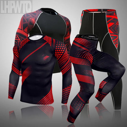 Ensemble thermique homme de compression, leggings et sous-vêtement sport
