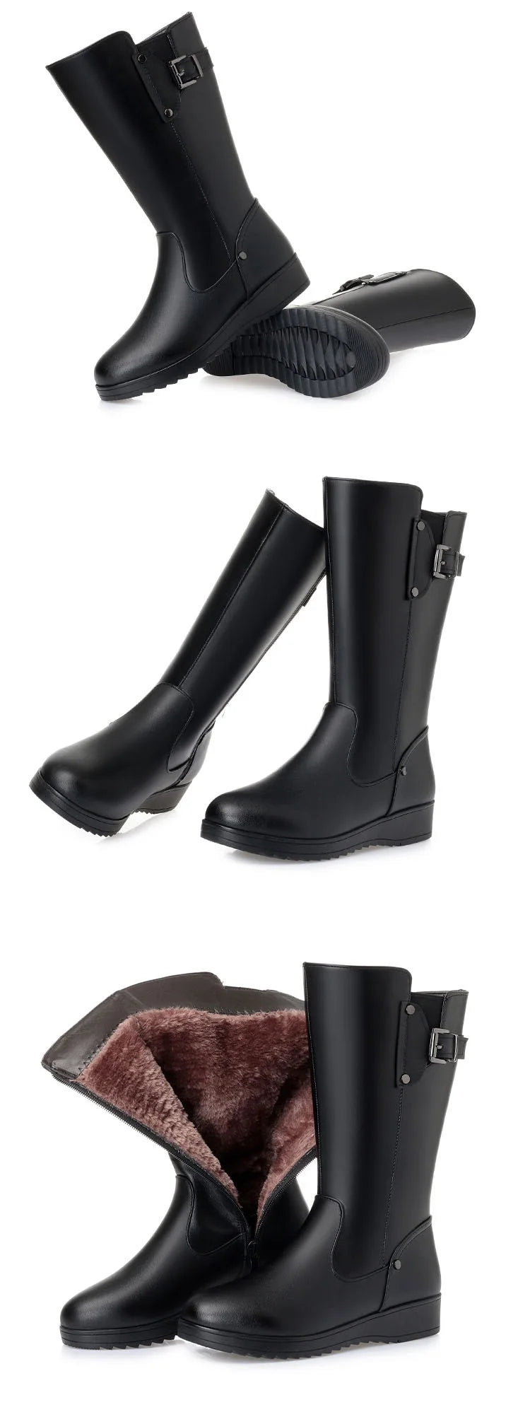 Bottes Femme DRKANOL en Cuir Véritable – Doublure Laine Naturelle – Bottes Chaudes d’Hiver | Tailles 34 à 45 - BLACKBEARD OUTDOOR INDUSTRIES