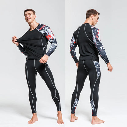 Ensemble thermique homme de compression, leggings et sous-vêtement sport