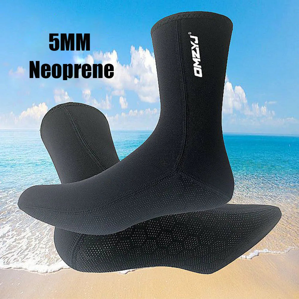 Chaussettes Néoprène 5MM Plongée – Haute Élasticité, Antidérapant | Surf, Snorkeling, Natation | XS à XL