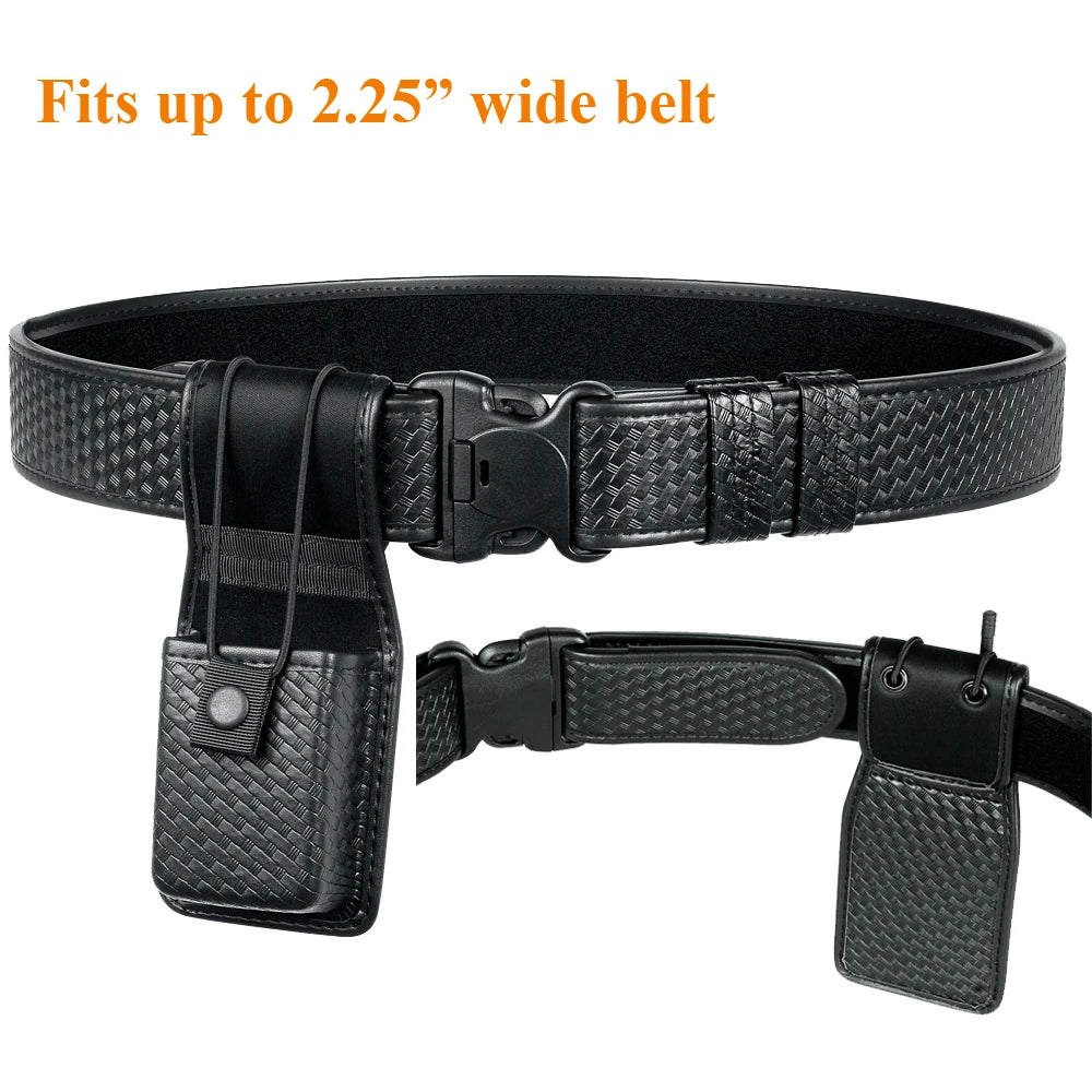 Etui Holster Ceinture Universel pour Talkie-Walkie – Porte-Radio Professionnel pour Agents de Securite, Portiers et Personnel en Uniforme – Nylon / Simili Cuir