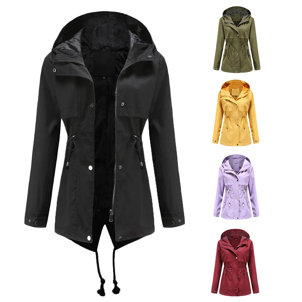 Veste coupe-vent femme à capuche et poches
