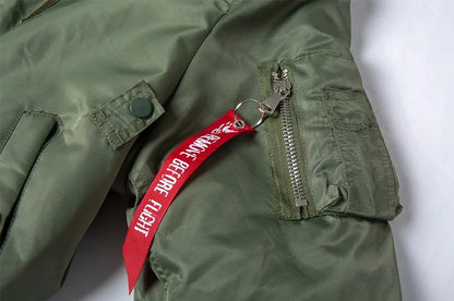 Veste Bombardier Homme B-15 – Col Fourrure Hiver Style Militaire • Épaissie • Nylon Déperlant • Inspirée WW2 - BLACKBEARD OUTDOOR INDUSTRIES