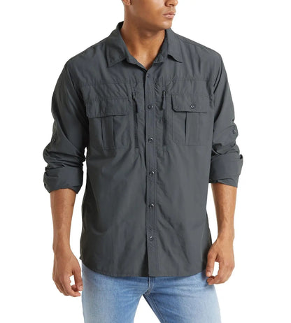 Chemise Cargo Homme TACVASEN – Respirante & Séchage Rapide Manches longues • Multi-poches • Randonnée, Pêche, Travail, Outdoor - BLACKBEARD OUTDOOR INDUSTRIES