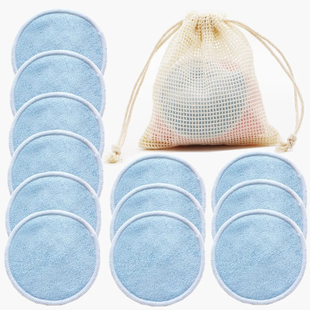 Disques démaquillants lavables en bambou, lot de 12