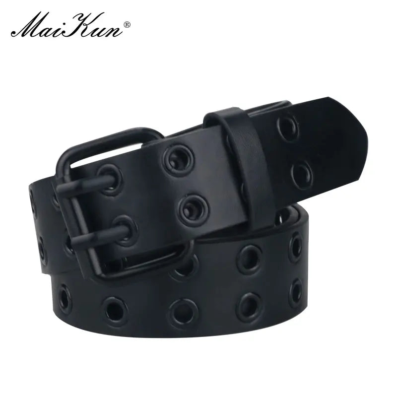 Ceinture Femme en Cuir PU Noir avec Boucle à Piquet et Trous d'Échappement – Ceinture de Taille Punk Gothique, Style Harajuku, Accessoire Tendance - BLACKBEARD OUTDOOR INDUSTRIES