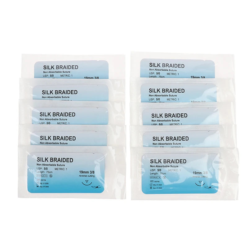 Kit Sutures Médicales 5/0 – 12 Aiguilles & Fils Entraînement Nylon Soie Polyester