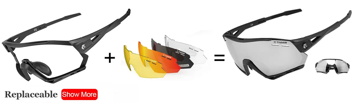 X-TIGER Lunettes de Cyclisme 5 Verres – UV400, Polarisées – Pour Vélo, Running, Pêche & Sports Extérieurs - BLACKBEARD OUTDOOR INDUSTRIES