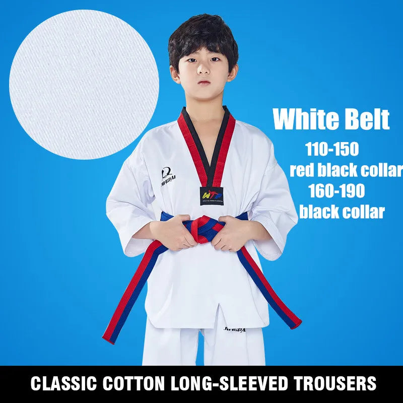 Dobok Taekwondo WTF – Uniforme Complet Veste + Pantalon – Poomsae / Dan – Enfant & Adulte - BLACKBEARD OUTDOOR INDUSTRIES