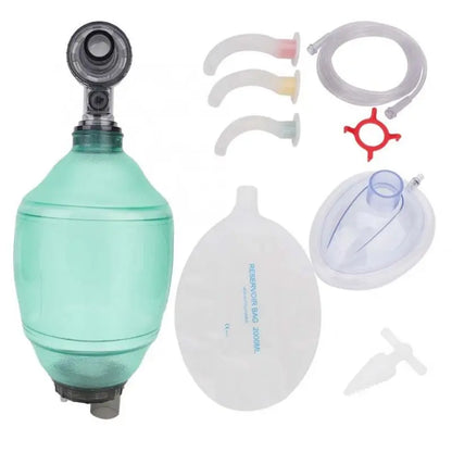 Ballon de Réanimation Adulte PVC – Kit Ambu Bag avec Tube Oxygène, Masque & Canules Oropharyngées