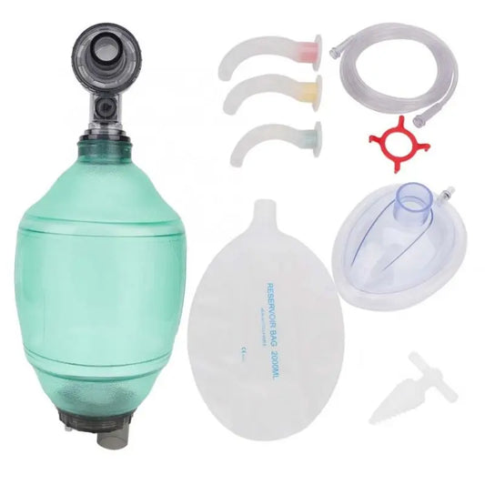 Ballon de Réanimation Adulte PVC – Kit Ambu Bag avec Tube Oxygène, Masque & Canules Oropharyngées