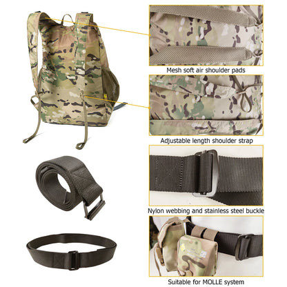 Sac à dos tactique pliable camouflage avec pochette détachable