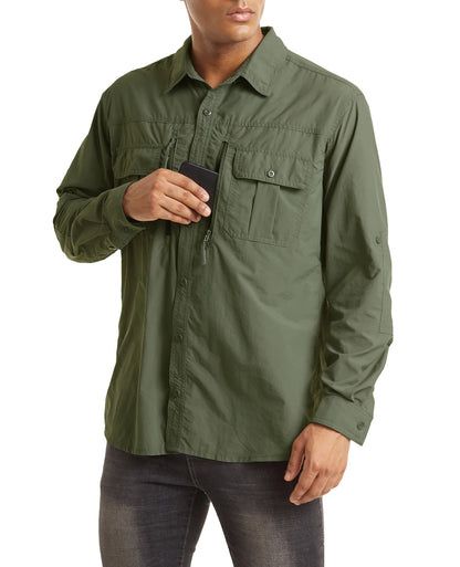 Chemise Homme TACVASEN | Manches Longues | Séchage Rapide | Protection UV | Poches Zippées | Randonnée & Travail Extérieur - BLACKBEARD OUTDOOR INDUSTRIES