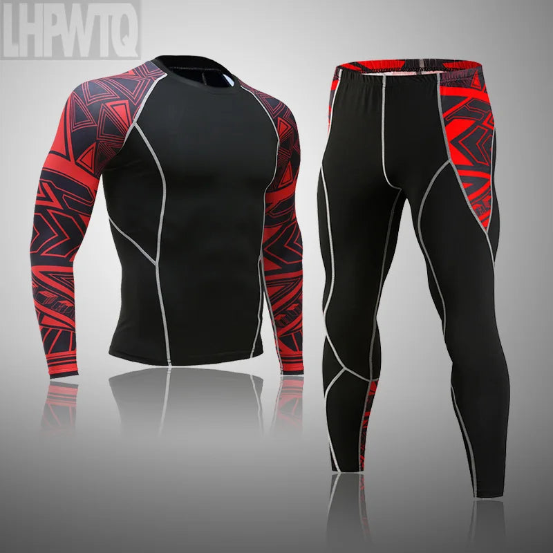 Ensemble thermique homme de compression, leggings et sous-vêtement sport