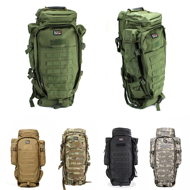 Sac à dos Tactique MOLLE 60L – Nylon Imperméable, Transport 2 Fusils, Chasse & Randonnée