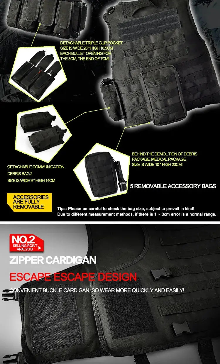 Gilet Tactique Porte-Plaque YAKEDA E88005 – Usage Professionnel & Airsoft Ma boutique