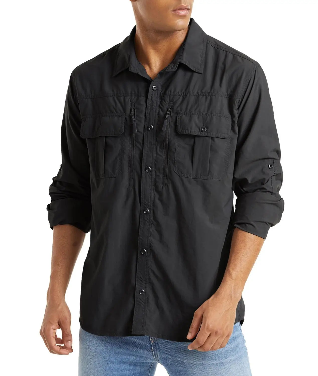 Chemise Homme TACVASEN | Manches Longues | Séchage Rapide | Protection UV | Poches Zippées | Randonnée & Travail Extérieur - BLACKBEARD OUTDOOR INDUSTRIES