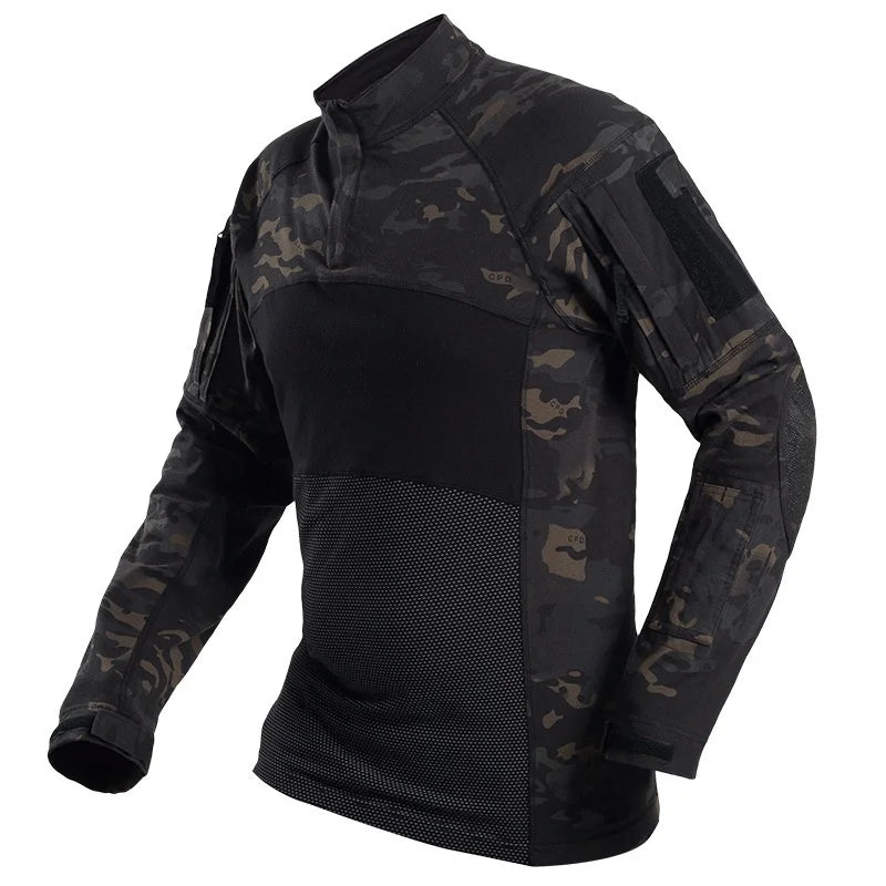 Chemise Tactique Camouflage Homme – Respirante Anti-Égratignures Manches Longues