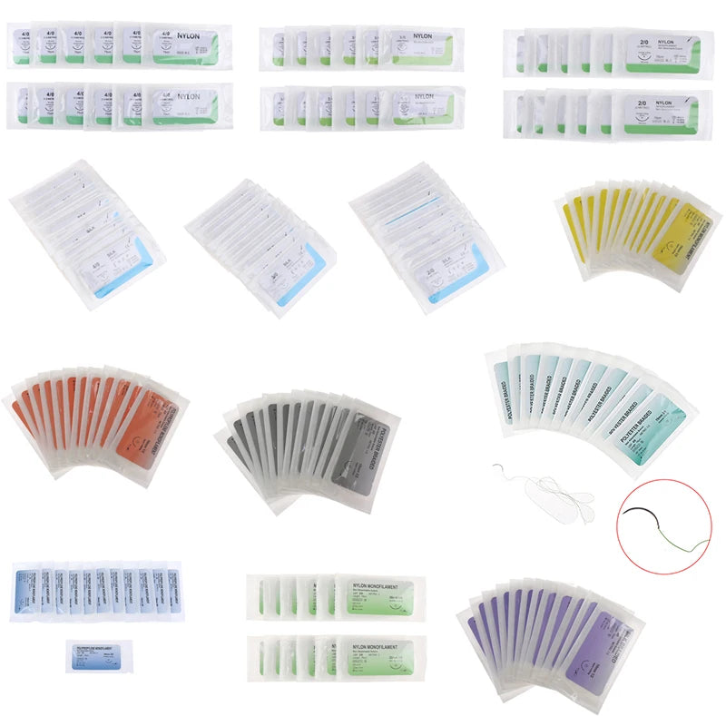 Kit de Suture Médicale 12 pcs – Fils Nylon, Polyester & Aiguille 75 cm Ma boutique