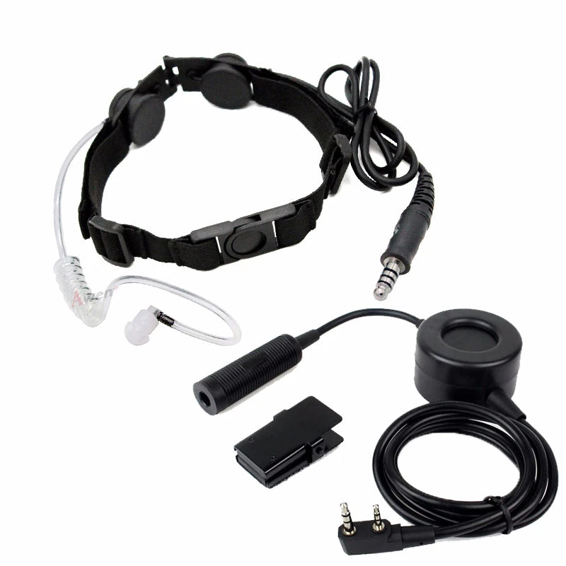 Microphone à Vibration Z Tactical Z003 + PTT Étanche pour BaoFeng UV-5R, TYT TH-UV8000D et Autres Radios - Noir - BLACKBEARD OUTDOOR INDUSTRIES