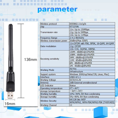 Clé USB WiFi RT5370 150Mbps | Récepteur & Émetteur Sans Fil 2.4GHz | Antenne Intégrée – TEROW - BLACKBEARD OUTDOOR INDUSTRIES