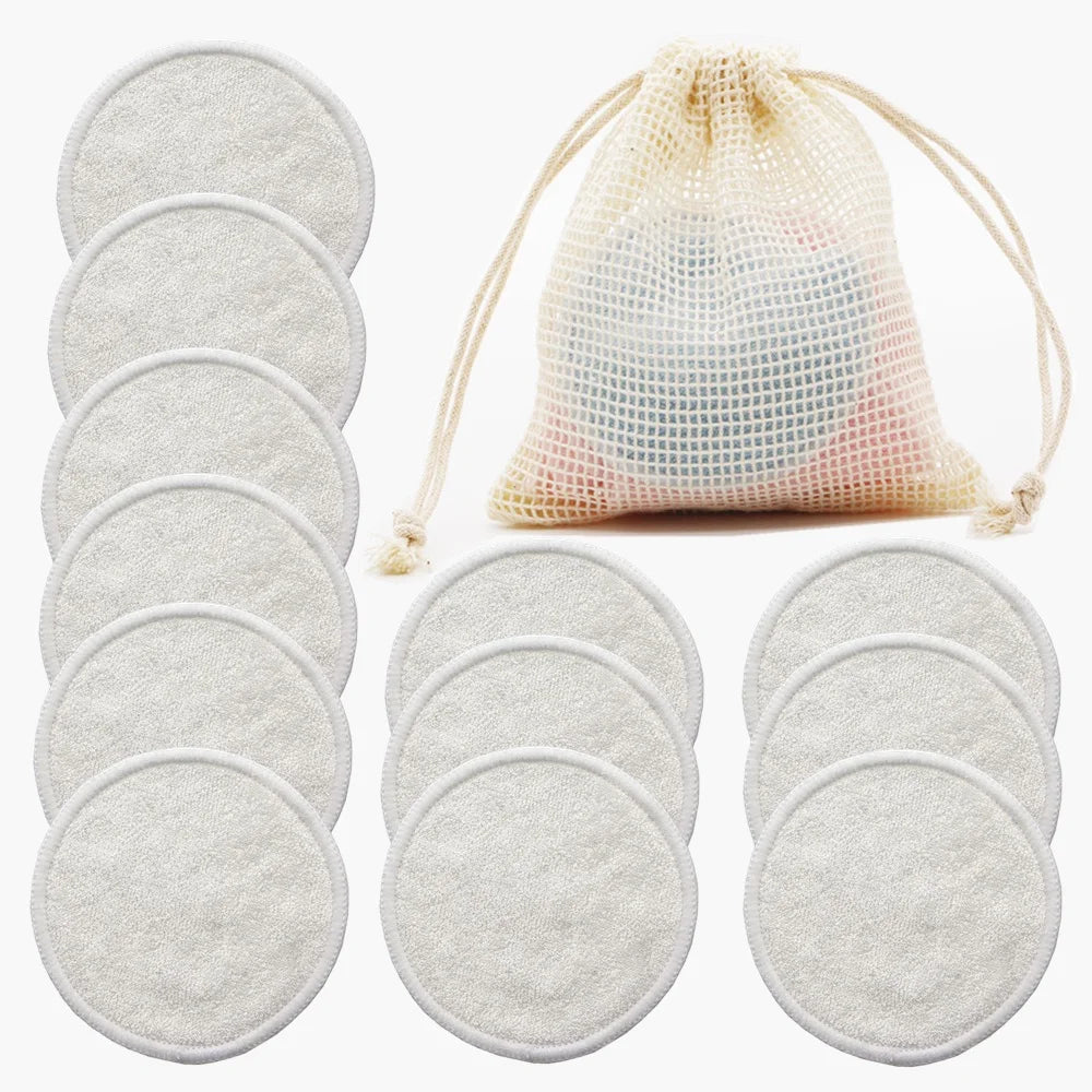 Disques démaquillants lavables en bambou, lot de 12
