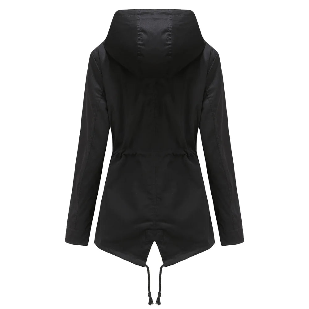 Veste coupe-vent femme à capuche et poches