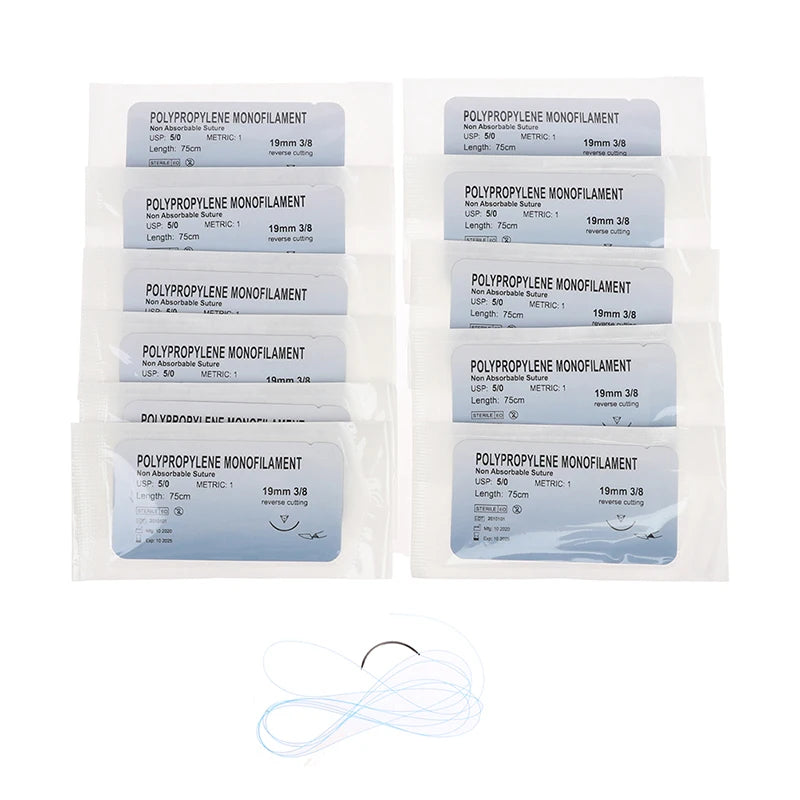 Kit Sutures Médicales 5/0 – 12 Aiguilles & Fils Entraînement Nylon Soie Polyester