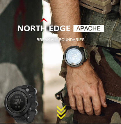 NORTH EDGE APACHE 3 Montre Digitale Sportive pour Homme - Altimètre, Baromètre, Boussole, Thermomètre, Résistante à l'Eau 50m BLACKBEARD OUTDOOR INDUSTRIES
