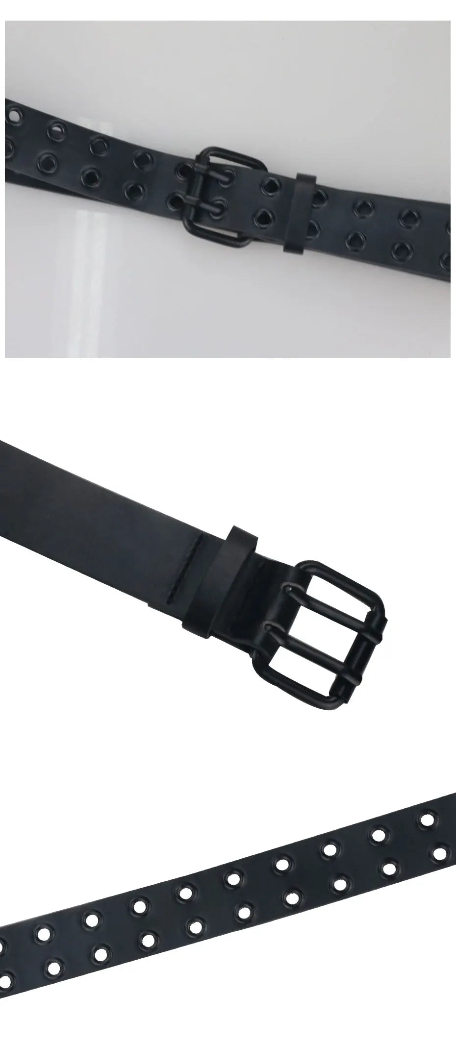 Ceinture Femme en Cuir PU Noir avec Boucle à Piquet et Trous d'Échappement – Ceinture de Taille Punk Gothique, Style Harajuku, Accessoire Tendance - BLACKBEARD OUTDOOR INDUSTRIES