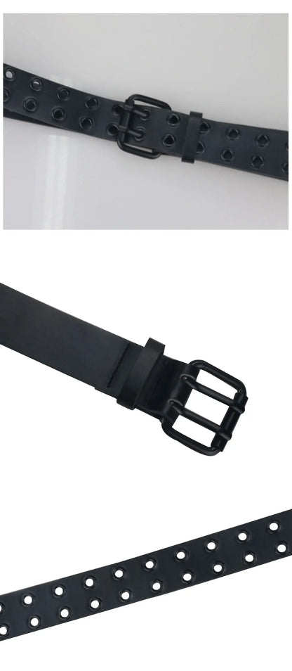 Ceinture Femme en Cuir PU Noir avec Boucle à Piquet et Trous d'Échappement – Ceinture de Taille Punk Gothique, Style Harajuku, Accessoire Tendance - BLACKBEARD OUTDOOR INDUSTRIES